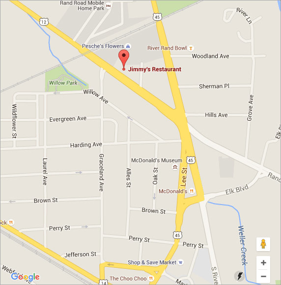 Link to Google Map for Jimmy's Restaurant in Des Plaines